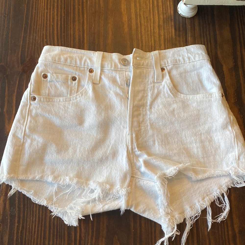 Levi’s 501 white denim shorts